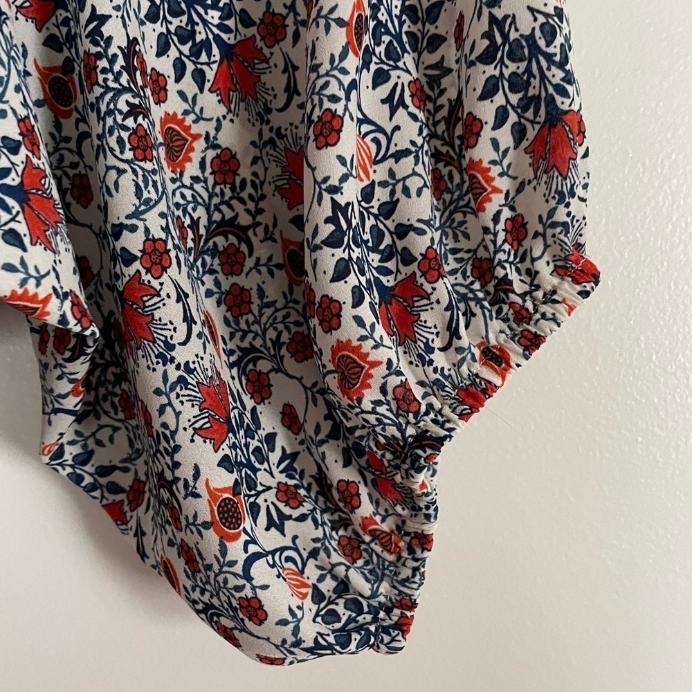 Max Studio BoHo Floral Kimono Tie Waist Top V-Neck Long Sleeve Size X - Picture 5 of 12